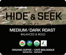 Load image into Gallery viewer, K9 Coffee HIDE & SEEK Medium/Dark Roast Organic Coffee