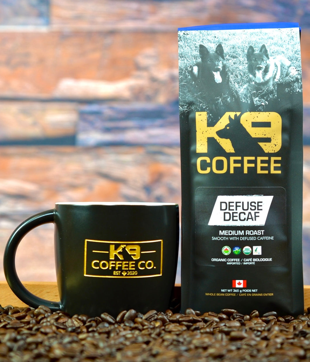 K9 Coffee DEFUSE DECAF Medium Roast Organic Coffee
